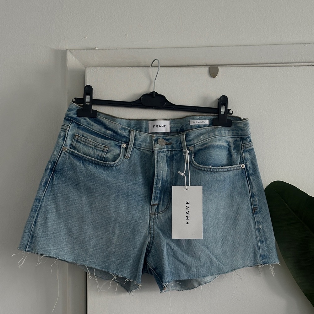 Frame Denim Blue Jean Shorts High-Waisted Cut